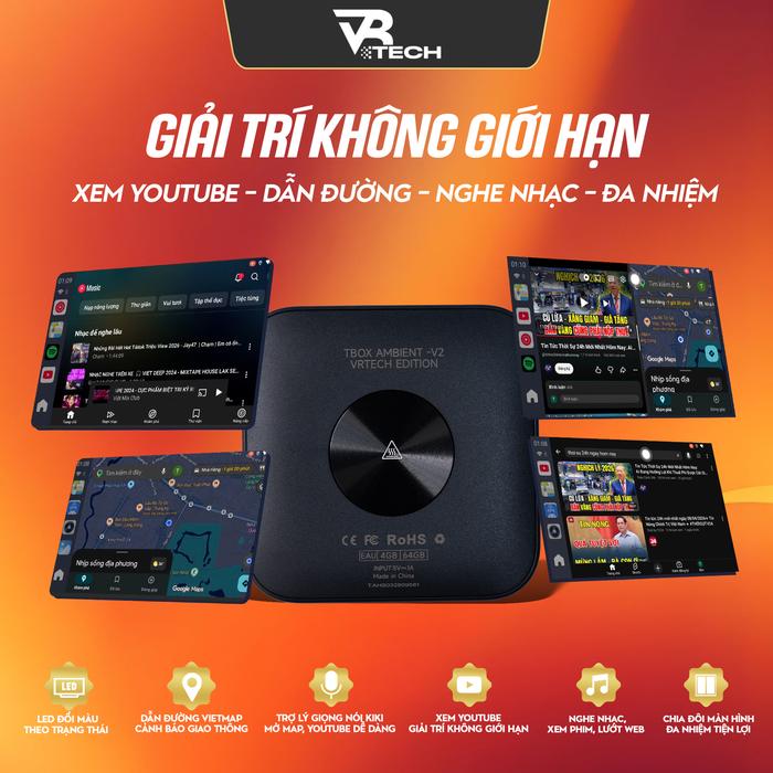 Carlinkit TBOX AMBIENT V2 mở các chức năng giải trí
