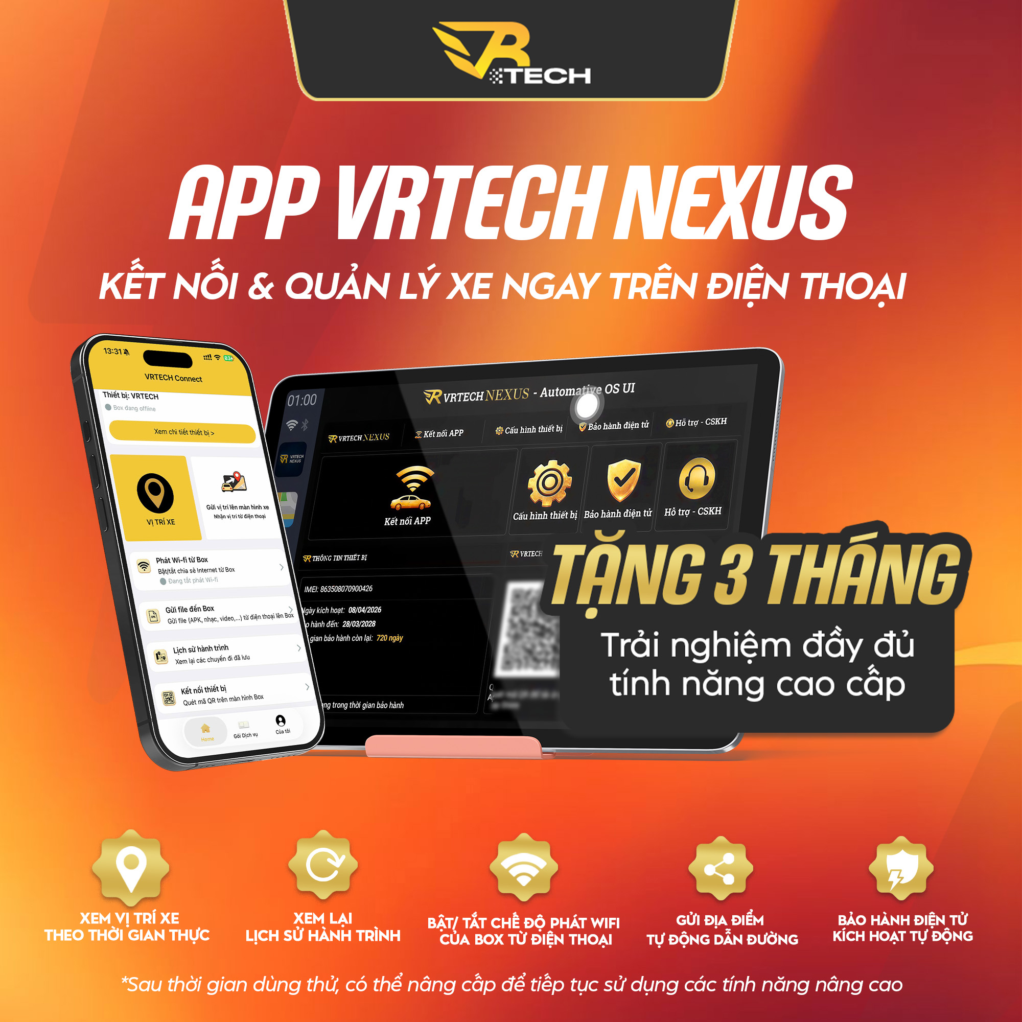 App VRTECH Nexus quản lý Carlinkit Ultra Max Pro 5G trên điện thoại